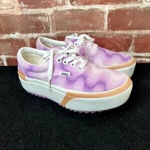 Vans Era Stacked Platform Shoes Womens Size 5 Pink Lavender Gradient Pattern